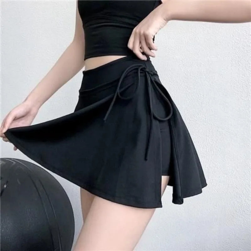 Women's Korean Black High Waist Tennis Mini Skirt – Sexy Pleated School Girl Uniform