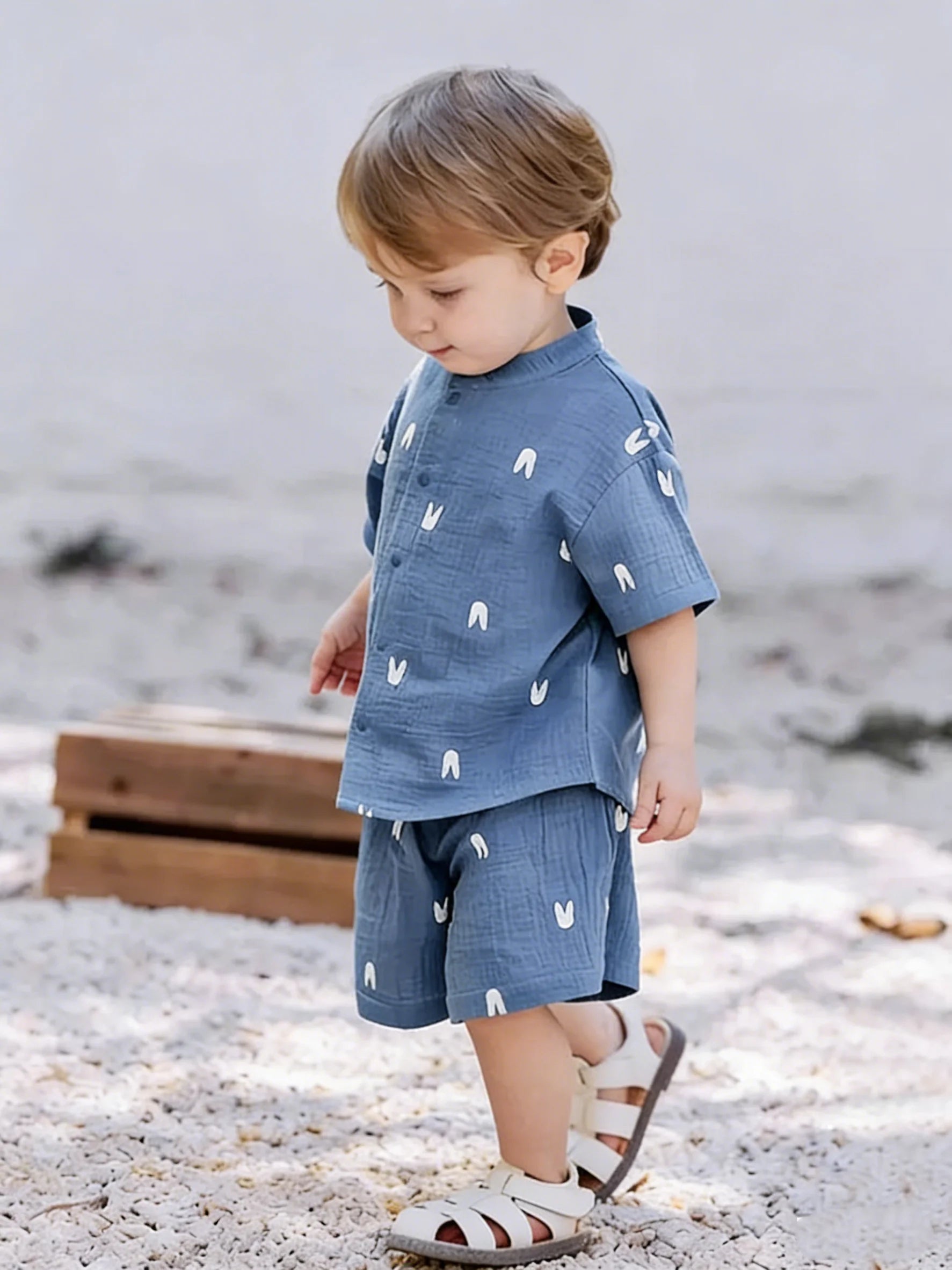 Baby Organic Cotton Top & Shorts Set – Solid Color 2-Piece Summer Outfit Ages 1–6