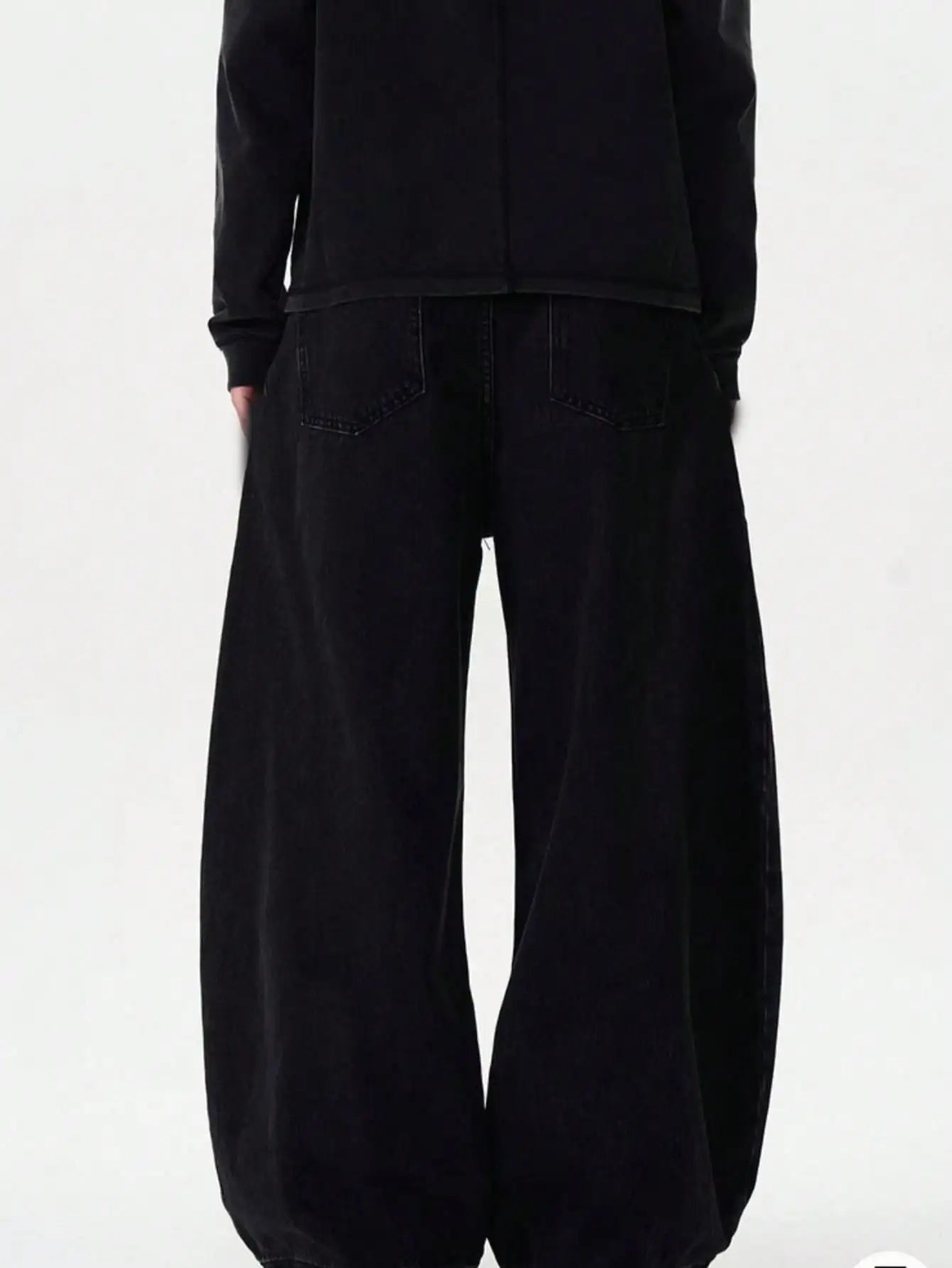 Men's American Baggy Wide Leg Curved Denim Jeans – Loose Solid Color Trendy Trousers
