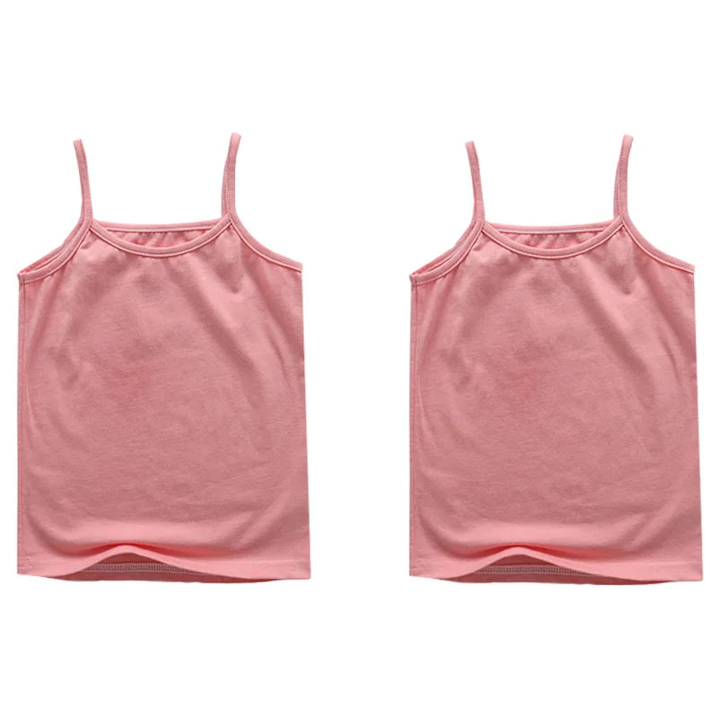 Girls Cotton Colored Tank Top – Soft Camisole Undershirt for Kids