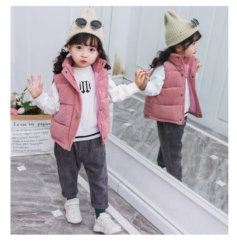 Kids Warm Cotton Waistcoat Vest Jacket – Sleeveless Padded Outerwear Coat