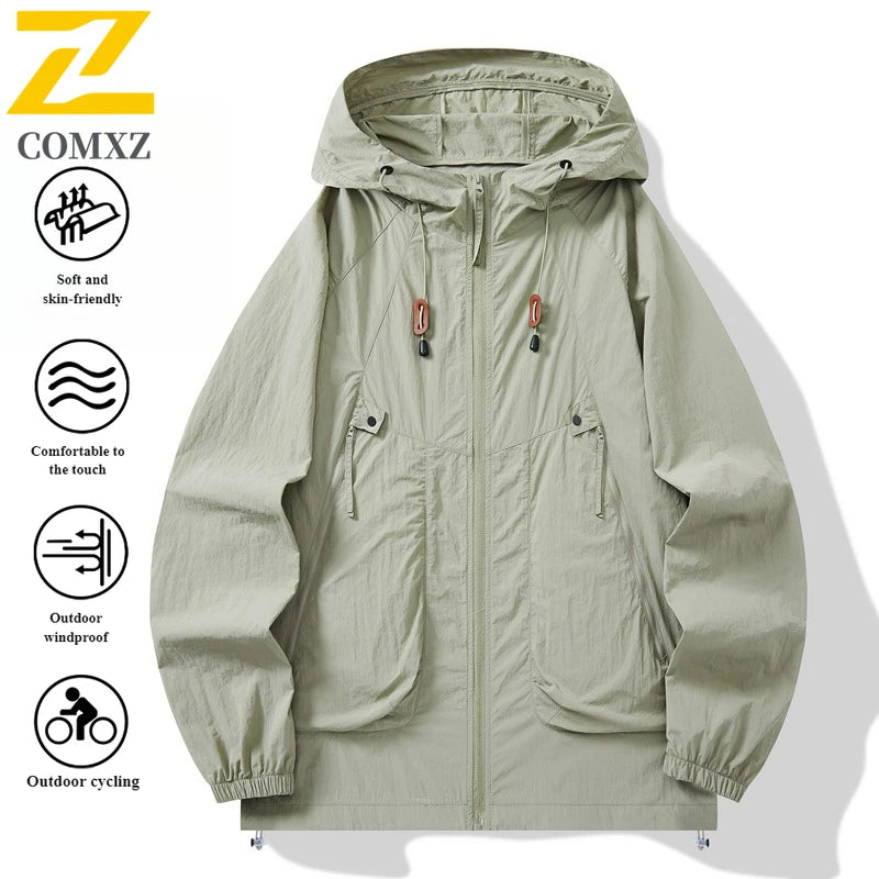 Unisex UPF50+ Ice Silk Hooded Jacket – Ultra Thin Quick-Dry Outdoor Sports Coat
