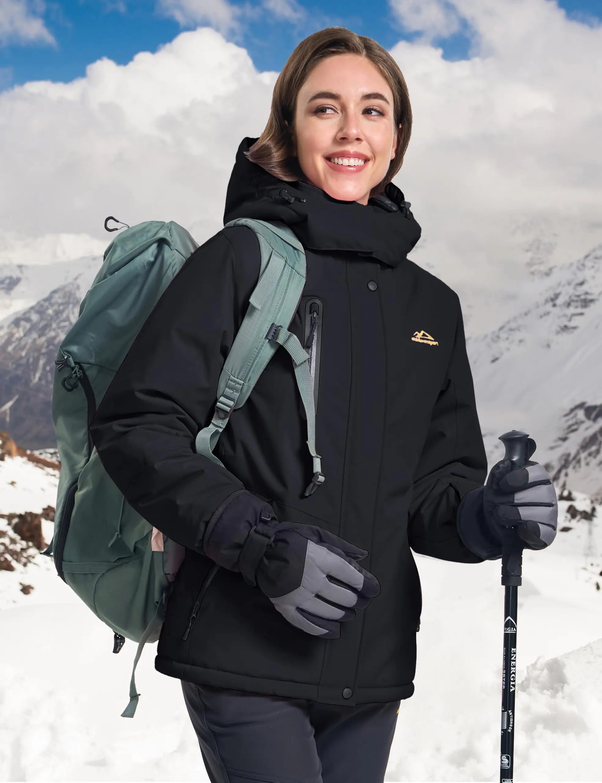 TACVASEN Womens Winter Thermal Jackets Warm Fleece Lined Waterproof Jacktes Snow Ski Hood Coat Mountain Snowboarding Windbreaker