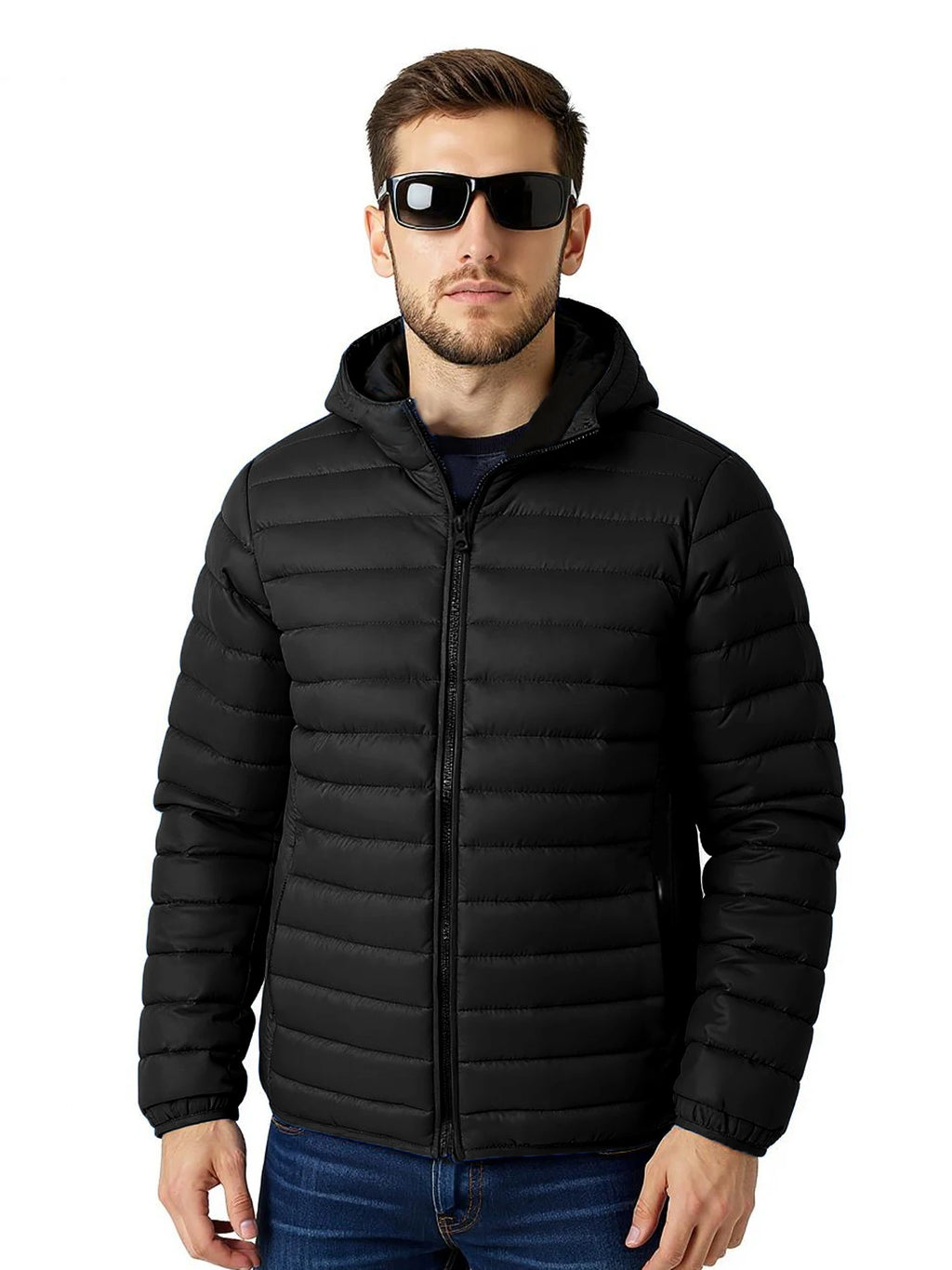 Men's Hooded Solid Cotton Windproof Warm Jacket – Casual Outdoor Winter Coat