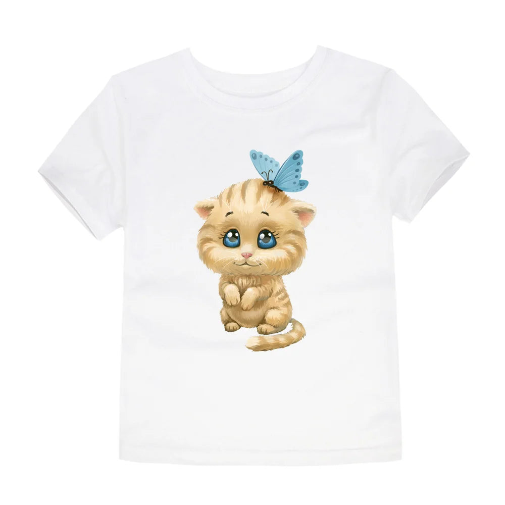 Girls Rainbow Cartoon Cotton T-Shirt – Colorful Summer Tee Ages 2–14