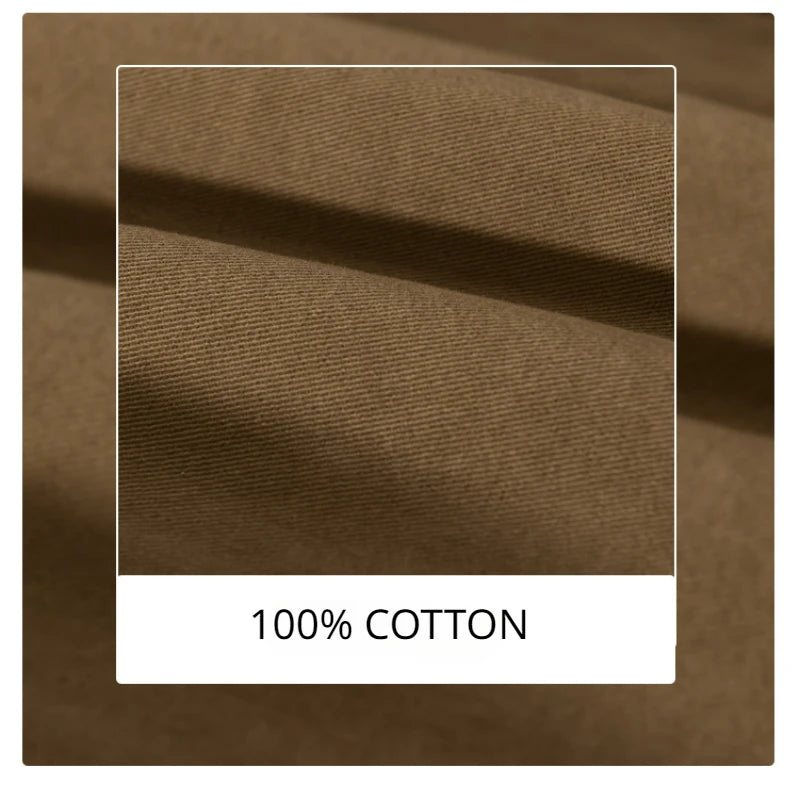 Autumn New Men's Cotton Simple Cargo Pants Casual Solid Color Elastic Waist Soft Street Joggers Men Trousers F7622