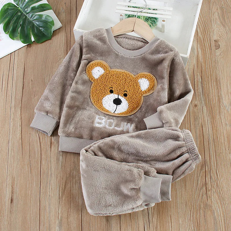 IYEAL Baby Boy Girl Clothes Pajamas Set Flannel Fleece Toddler Children Warm Sleepwear Kids Home Suit Pyjamas Nightwear 1-7Years