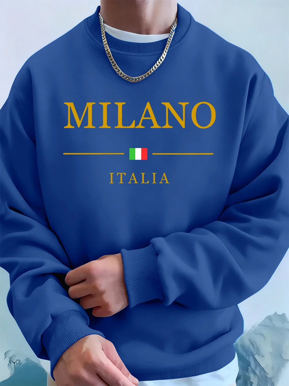 Milano Italia Letter Printing Men'S Sweatshirts Winter Loose Hoodies Sports Crewneck Fleece Warm Pullovers Basics Men Clothes