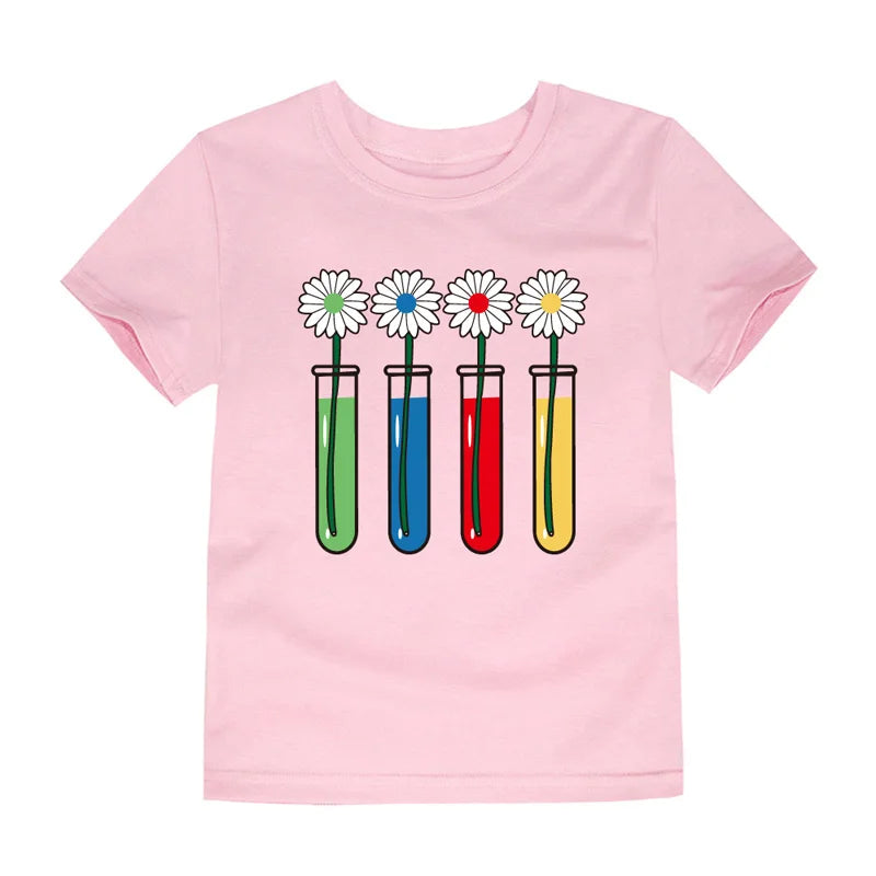 Girls Rainbow Cartoon Cotton T-Shirt – Colorful Summer Tee Ages 2–14