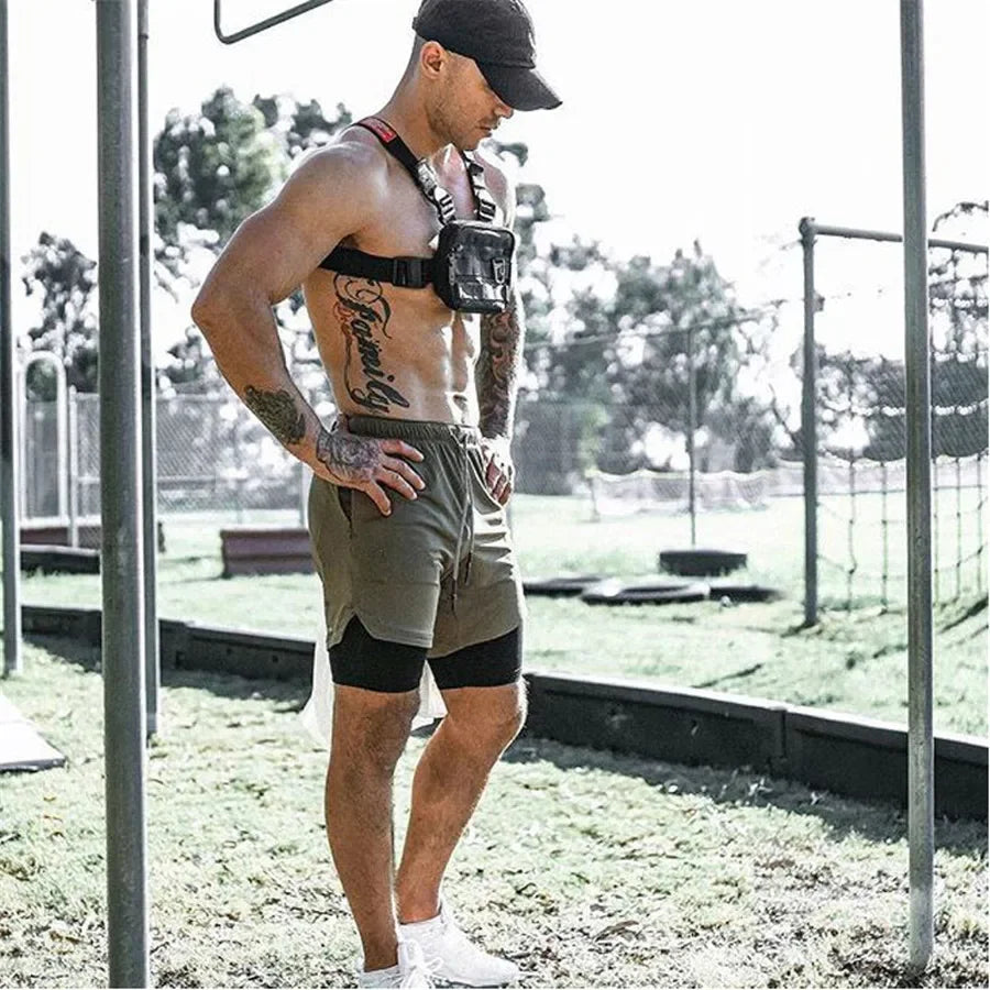 Men Running Shorts Gym Sports Shorts 2 in 1 Quick Dry Workout Training Gym Fitness Jogging Short Pants Summer Men Shorts