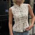 Elegant Embroidery Puff Sleeve White Shirts Summer Sexy Hollow Out Lace Blouse Casual Sand Collar Top 2025 Vintage Shirts