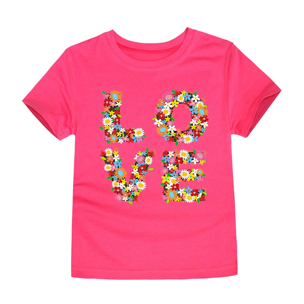 Girls Flower Print Cotton T-Shirt – Pink Casual Tee Ages 2–14