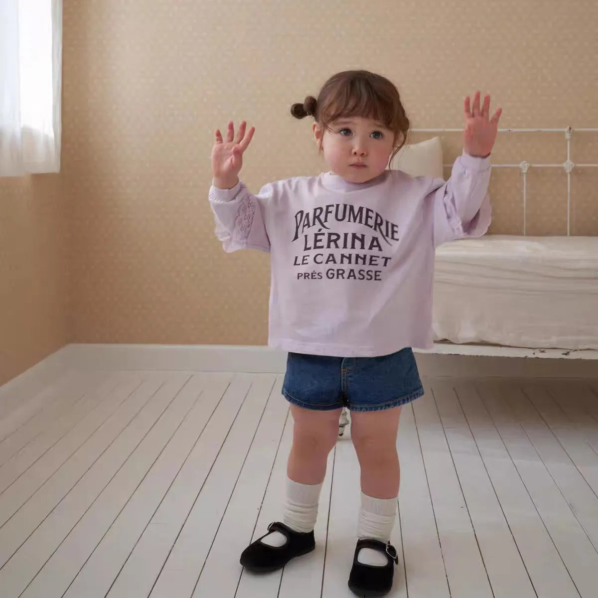 K2603 Vintage Floral Korean Style Summer Baby Girl's Ultra-Short Denim Shorts Fashionable Versatile Kids' Clothing