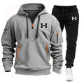 Men's Multi-Pocket Hoodie & Jogger Pants Set – 2-Piece Fitness Tracksuit