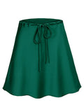 Satin Mini Skirts Women Summer Beige Silk Short Skirt For Woman Drawstring High Waist Black Satin Skirt A Line Women Short 2026
