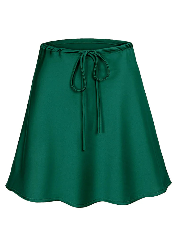 Satin Mini Skirts Women Summer Beige Silk Short Skirt For Woman Drawstring High Waist Black Satin Skirt A Line Women Short 2026