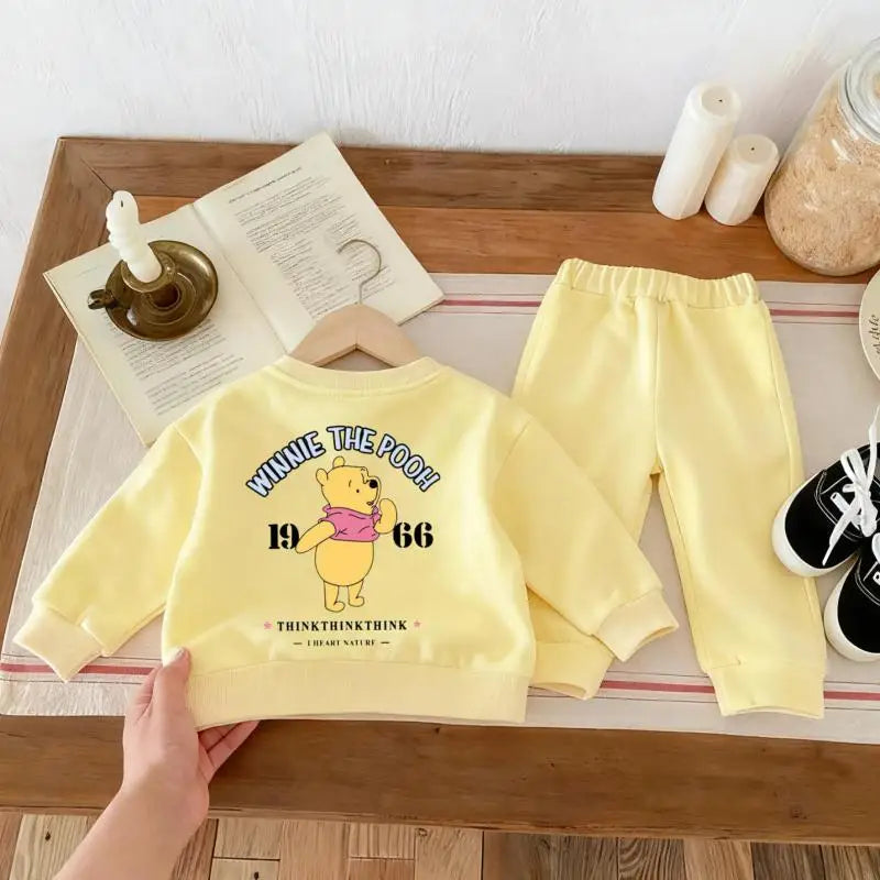 Disney Cartoon Cute Kids Long Sleeved Tracksuit Set Boutique Fashion Children Girl Boy Sweatshirt + Sweatpants Two Piece Suit