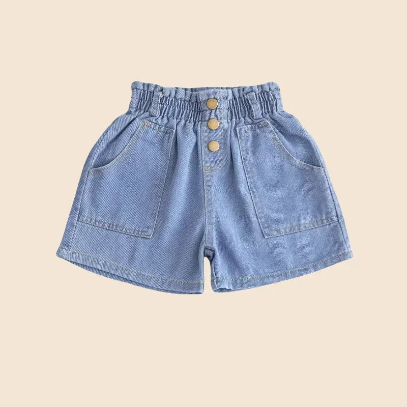 Summer 3-9 Y Kids Girls Short Jeans Children Girls Cotton Denim Shorts Stylish Wear with Elastic Waist and Trendy Designs Pants