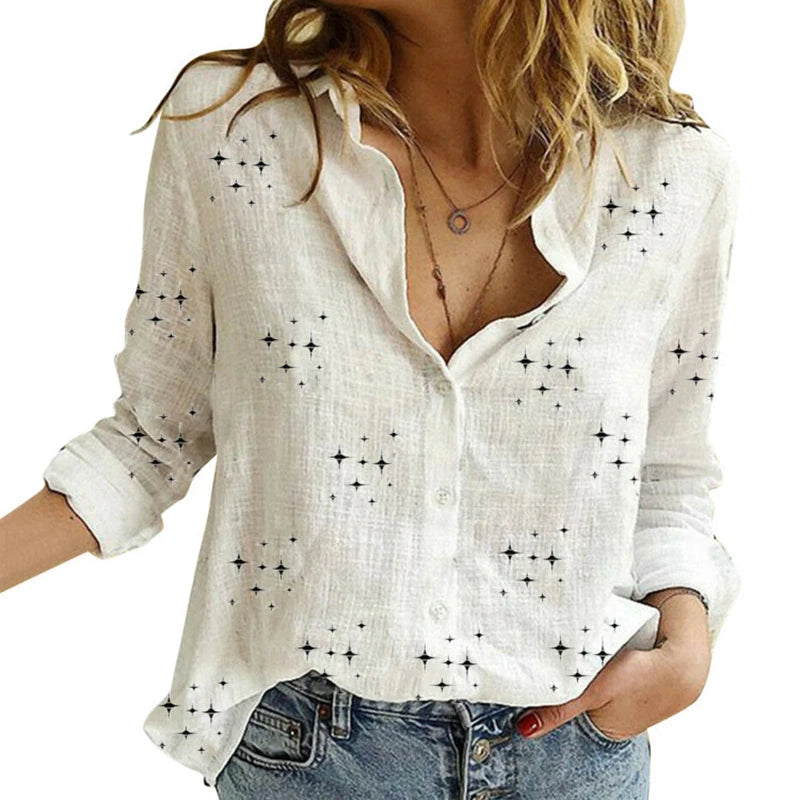 Women's Loose Oversized Button Lapel Cardigan Shirt – Long Sleeve Casual Tunic Blouse