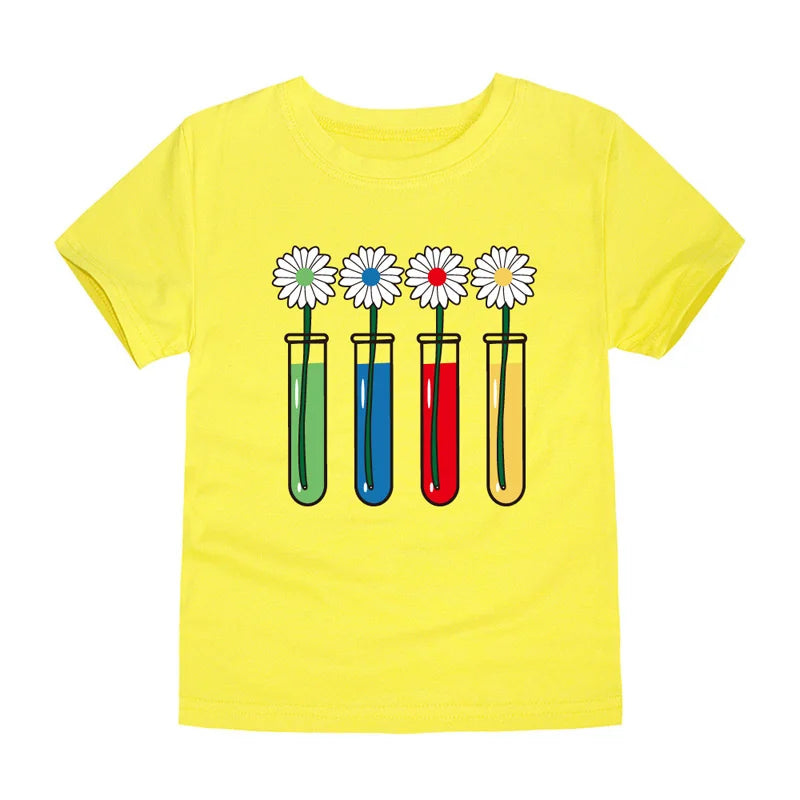 Girls Rainbow Cartoon Cotton T-Shirt – Colorful Summer Tee Ages 2–14