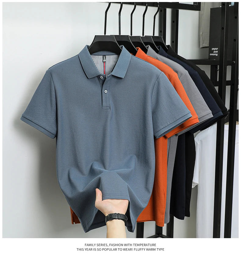 High end 100% cotton short sleeve polo shirt men's summer new trend brand business casual golf T-shirt fashion men's clothing