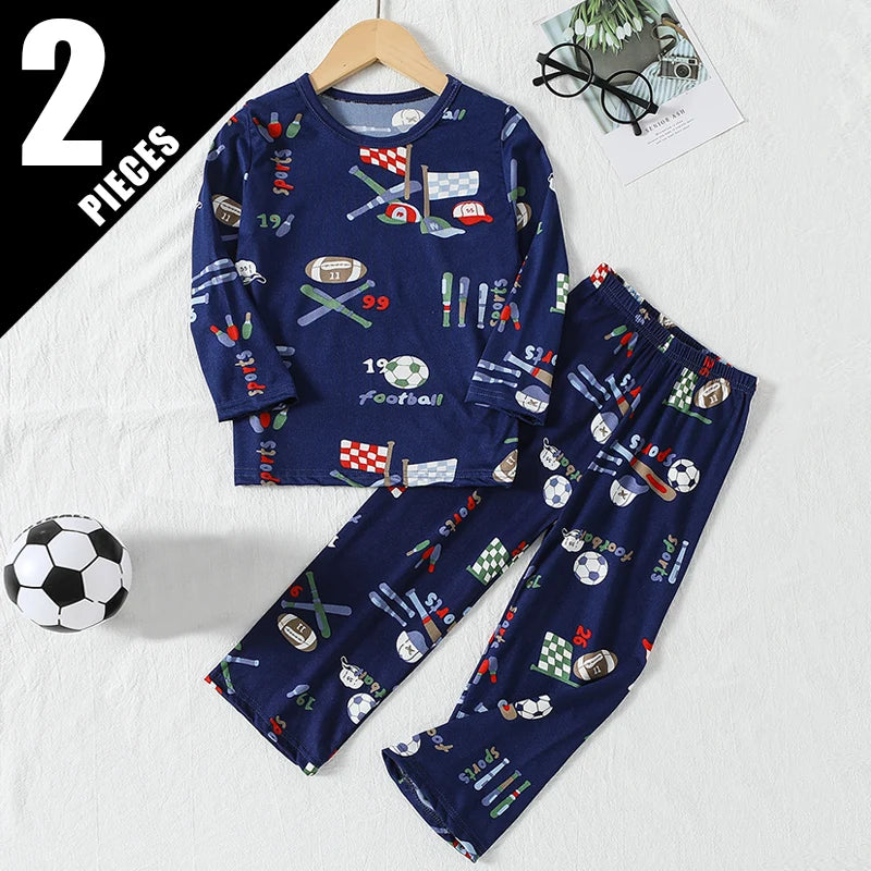 Kids Cute Print Long Sleeve & Pants Home Set – Cozy 2-Piece Autumn Outfit