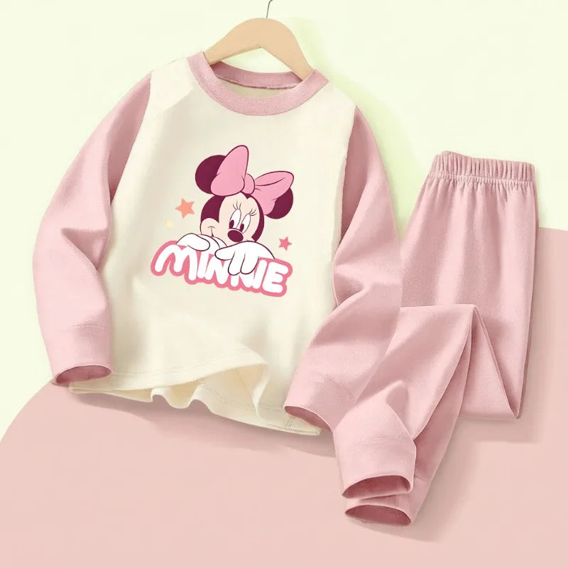 Girls Disney Minnie Mouse Sleepwear Set – Soft Cozy Pyjamas Ages 0–10