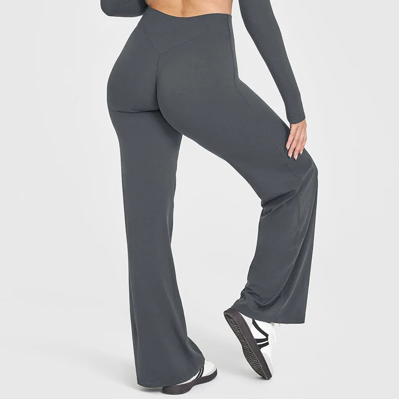 Women's Butter Fabric Straight-Leg Yoga Pants – Ultra Soft Mid-Waist Gym Pilates Trousers