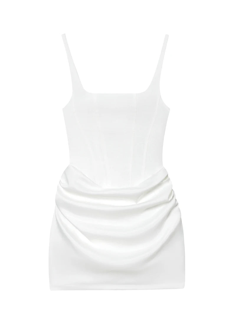 Women's Ruched Spaghetti Strap Bodycon Bandage Mini Dress – French Style Party Gown