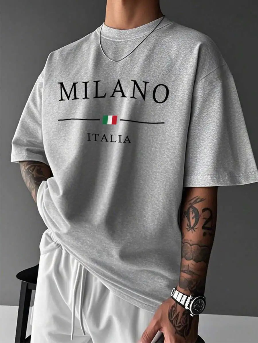 Men's Loose Fit Casual Graphic Print Short Sleeve T-Shirt
