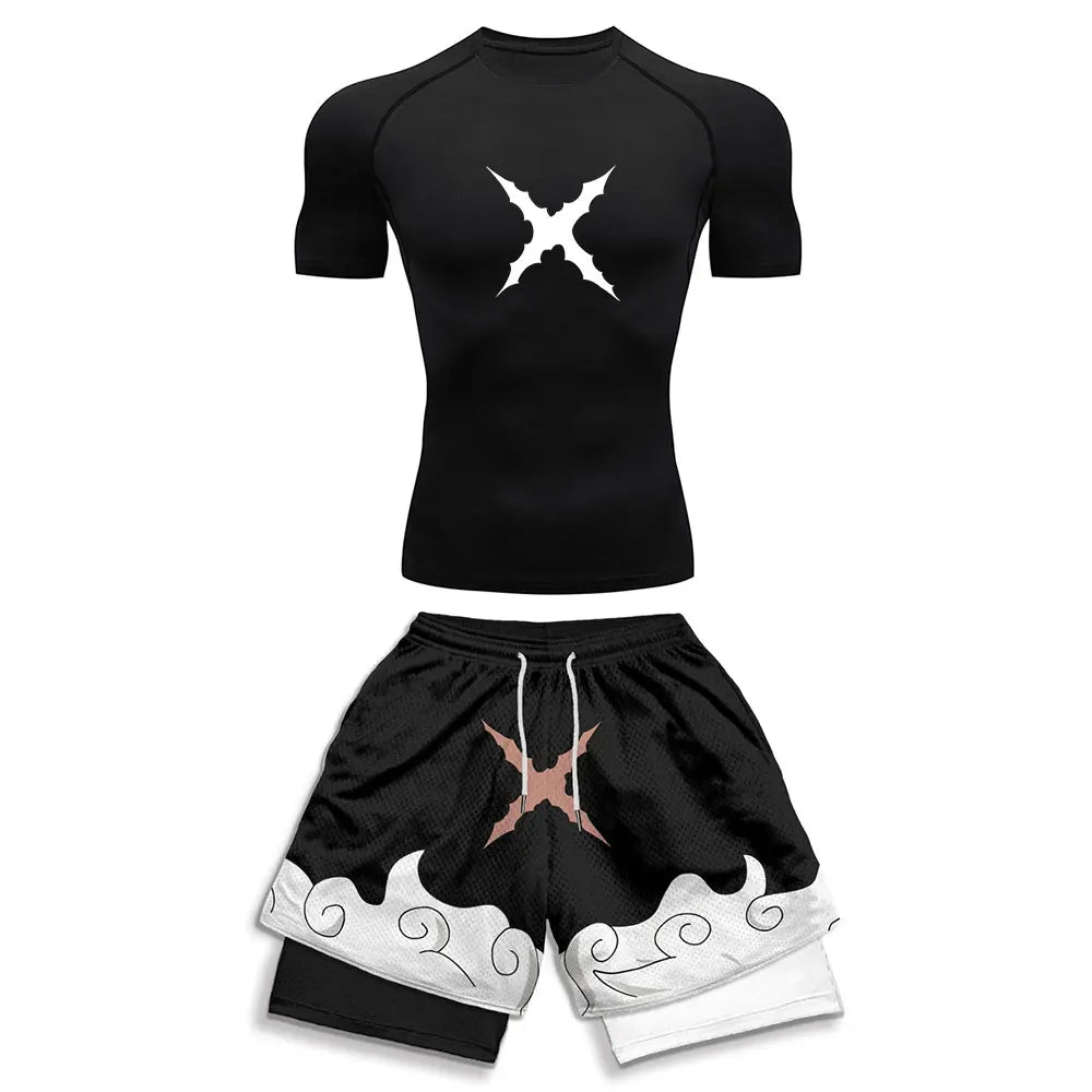Men's Compression Sports Suit 2-Piece Set – Trendy Athletic Fitness Running Outfit