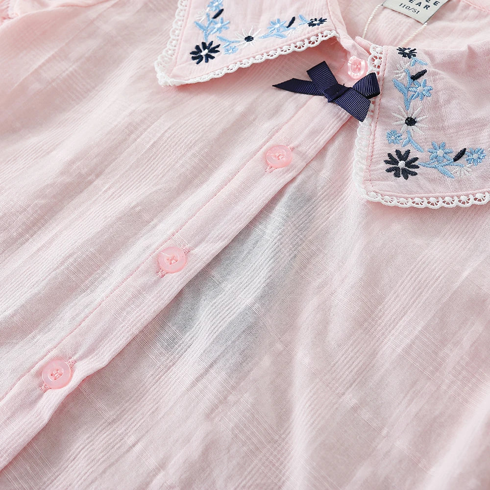 Girls White Lace Short Sleeve Cotton Blouse – Lovely Casual Summer Top