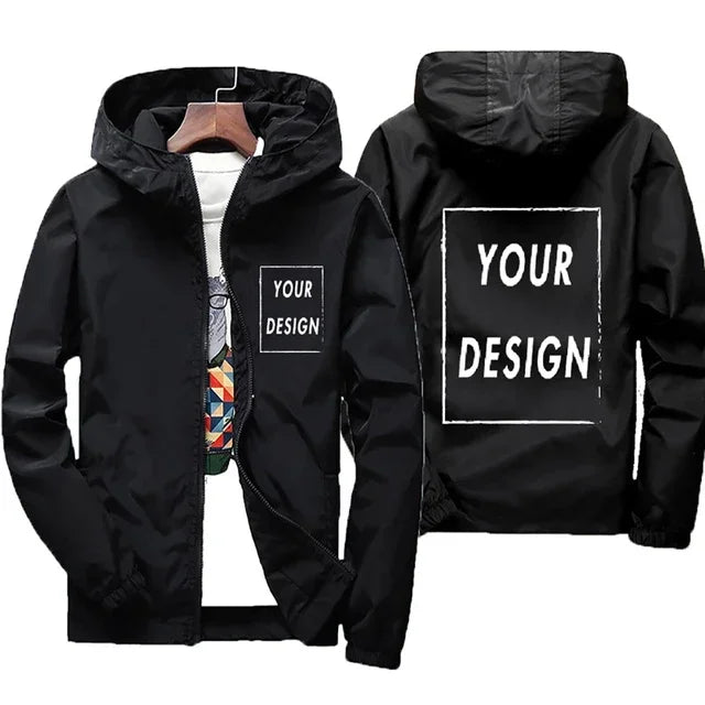 Men's Waterproof Large Size Windbreaker Jacket – Casual Black Outdoor Coat up to 7XL