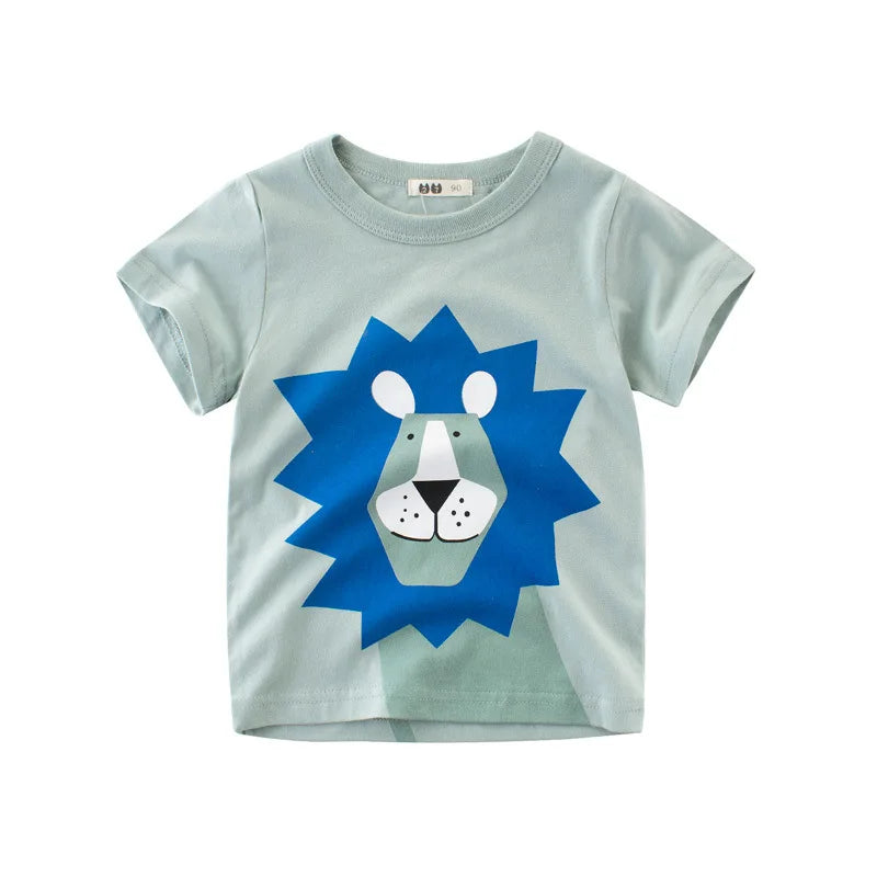 Boys Cartoon Print Short Sleeve T-Shirt – Fun Cotton Kids Tee Ages 2–8