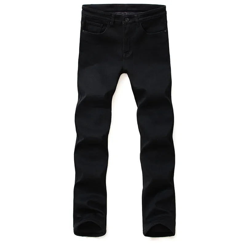 Men's Classic Stretch Black Biker Denim Jeans – Soft Fashion Brand Trousers