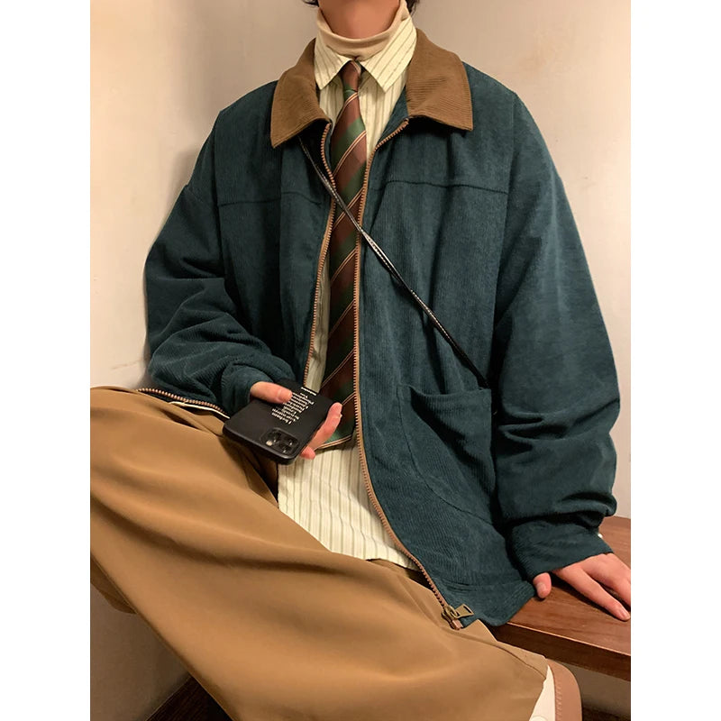 Men's Vintage Bomber Windbreaker Jacket – Loose Cargo Zipper Coat