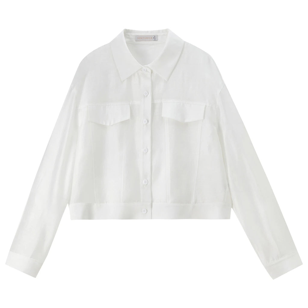 SENTUBILA Lyocell Shirt Women Sun Protection See-Through Tops 2026 Spring Summer Short Shirt Jacket Woman Shackets Q61WF6012