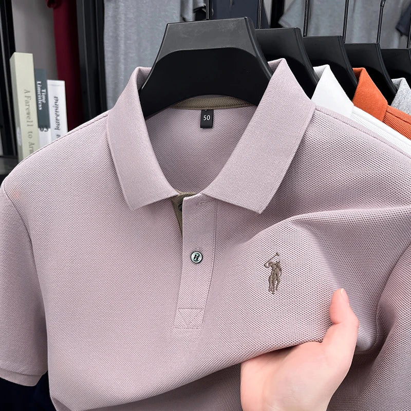 Designer brand pure cotton short sleeve polo shirt men fashion exquisite pony embroidery new summer T-shirt comfort casual top