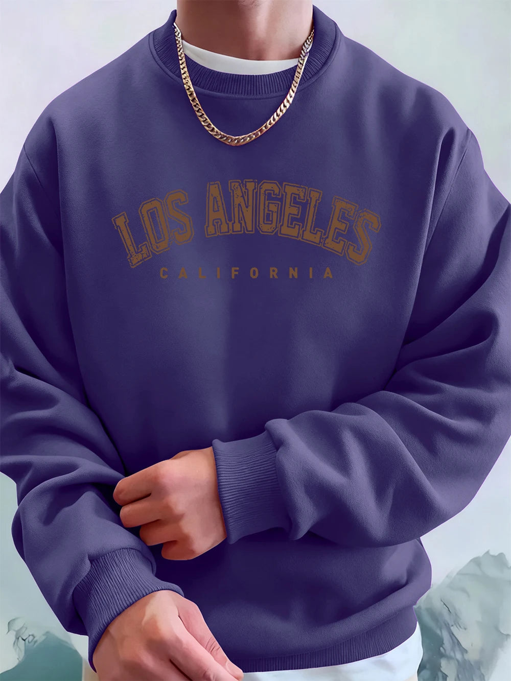 Los Angeles California Printed Men'S Sweatshirt Winter Loose Hoodies Sports Crewneck Fleece Warm Pullovers Basics Men Clothes