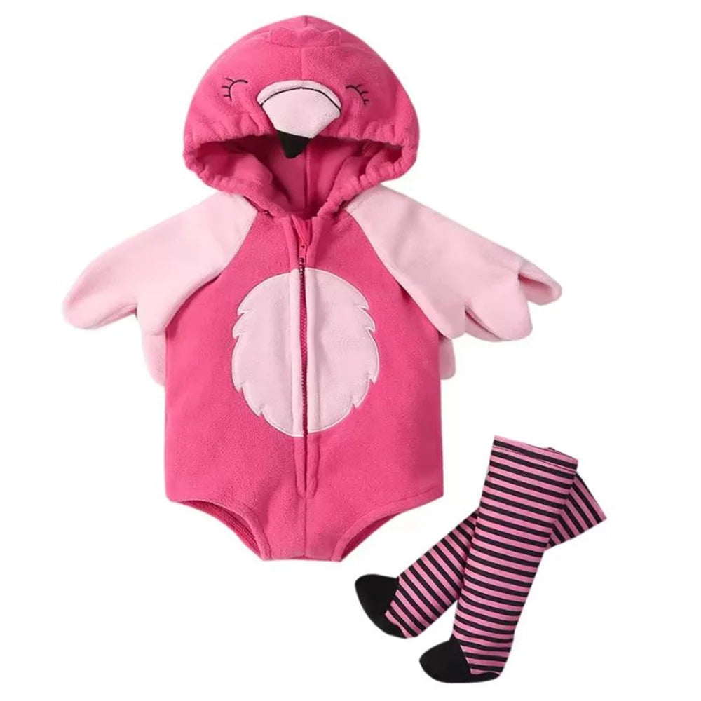 New Designer Cartoon Clothing Zip-up Hooded Romper + Stockings Baby Boy Clothes Baby Girl Casual Sets