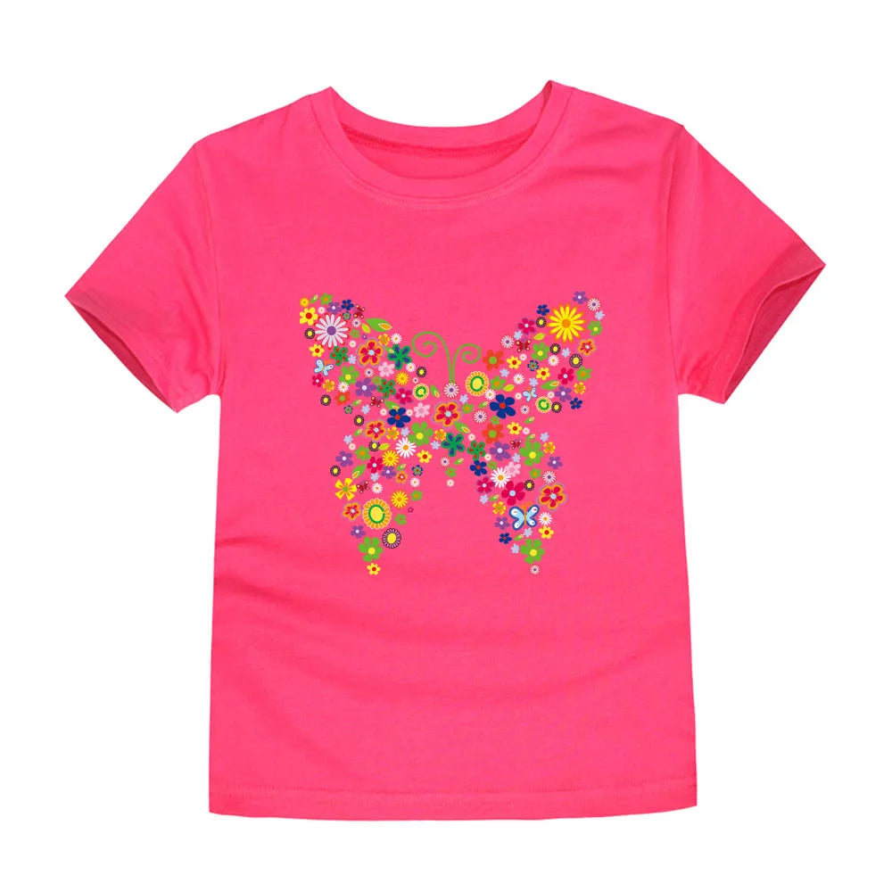 Girls Flower Print Cotton T-Shirt – Pink Casual Tee Ages 2–14