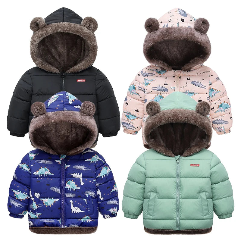 Kids Thick Cashmere Hooded Fleece Coat – Warm Cotton-Padded Winter Jacket Ages 2–6