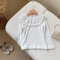 Girls Lace Doll Collar Ruffle Long Sleeve Shirt – Princess Fashion Top Ages 1–10