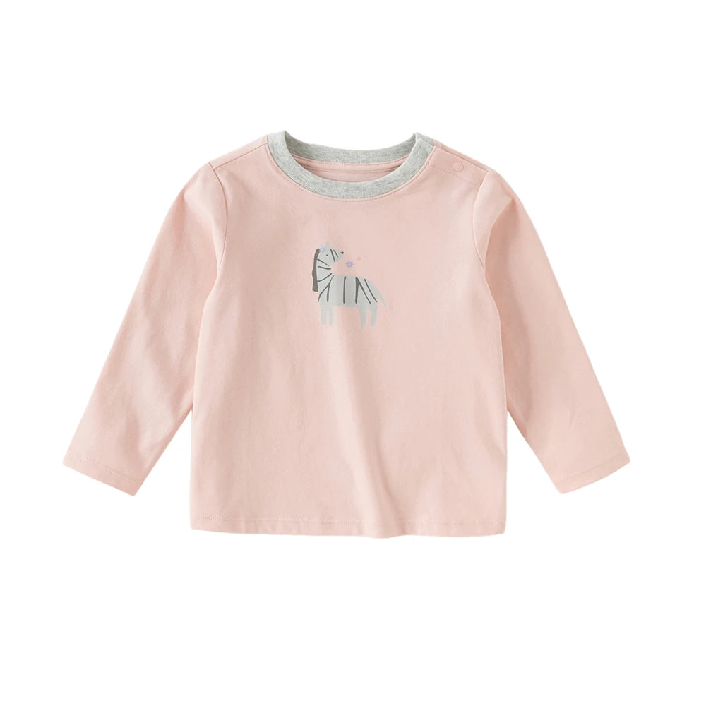 Kids Animal Print Long Sleeve Pullover – Soft Cotton Casual Base Top