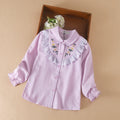 Girls Embroidery White Long Sleeve Blouse – 100% Cotton School Shirt Ages 8–12