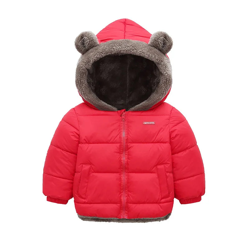 Kids Padded Fleece Thick Hooded Snowsuit Jacket – Warm Cashmere Winter Coat