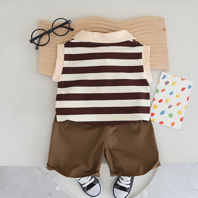 Baby Boys Striped Sleeveless 2-Piece Set – Casual Summer Outfit