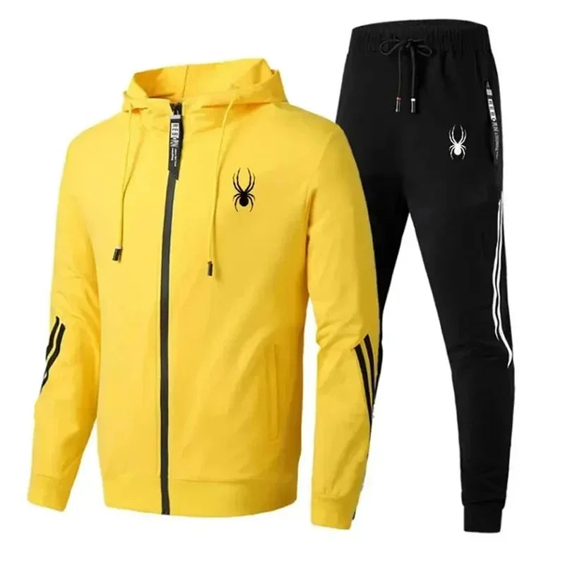 Men's Running Zipper Jacket & Sport Pants Set – Breathable Fitness 2-Piece