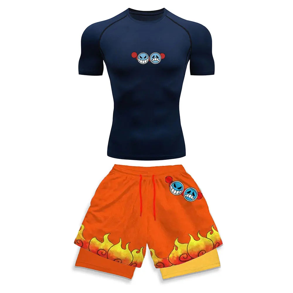 Men's Compression Sports Suit 2-Piece Set – Trendy Athletic Fitness Running Outfit