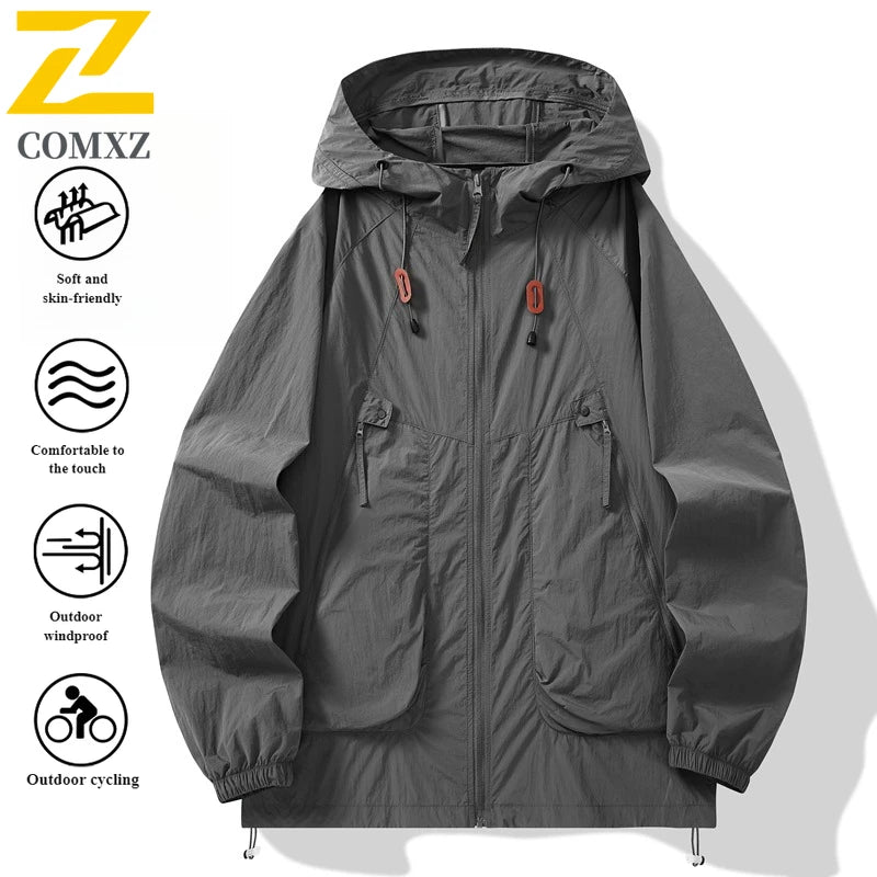 Unisex UPF50+ Ice Silk Hooded Jacket – Ultra Thin Quick-Dry Outdoor Sports Coat